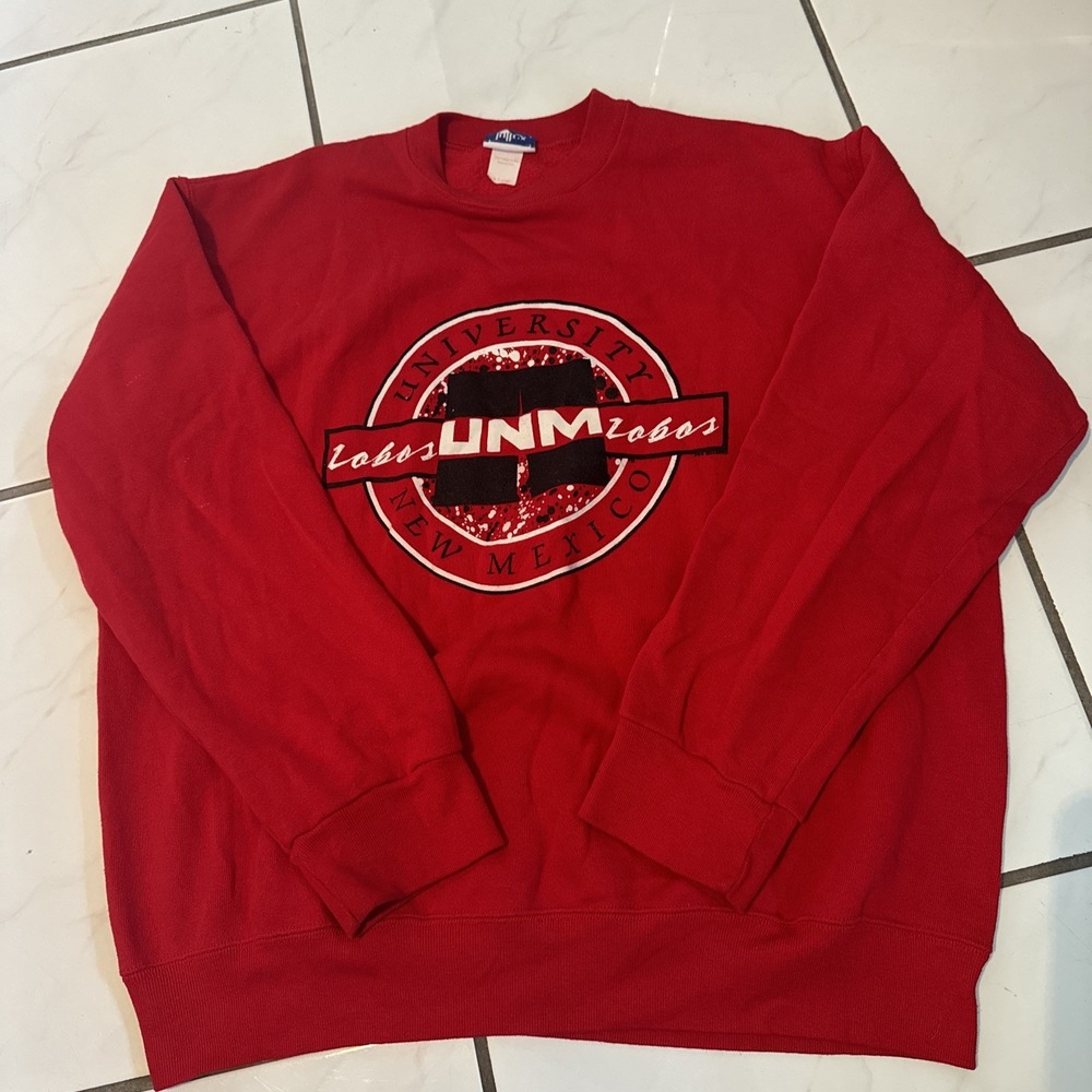 Vintage 90s University of New Mexico Lobos Crewneck Sweatshirt Size XL Red